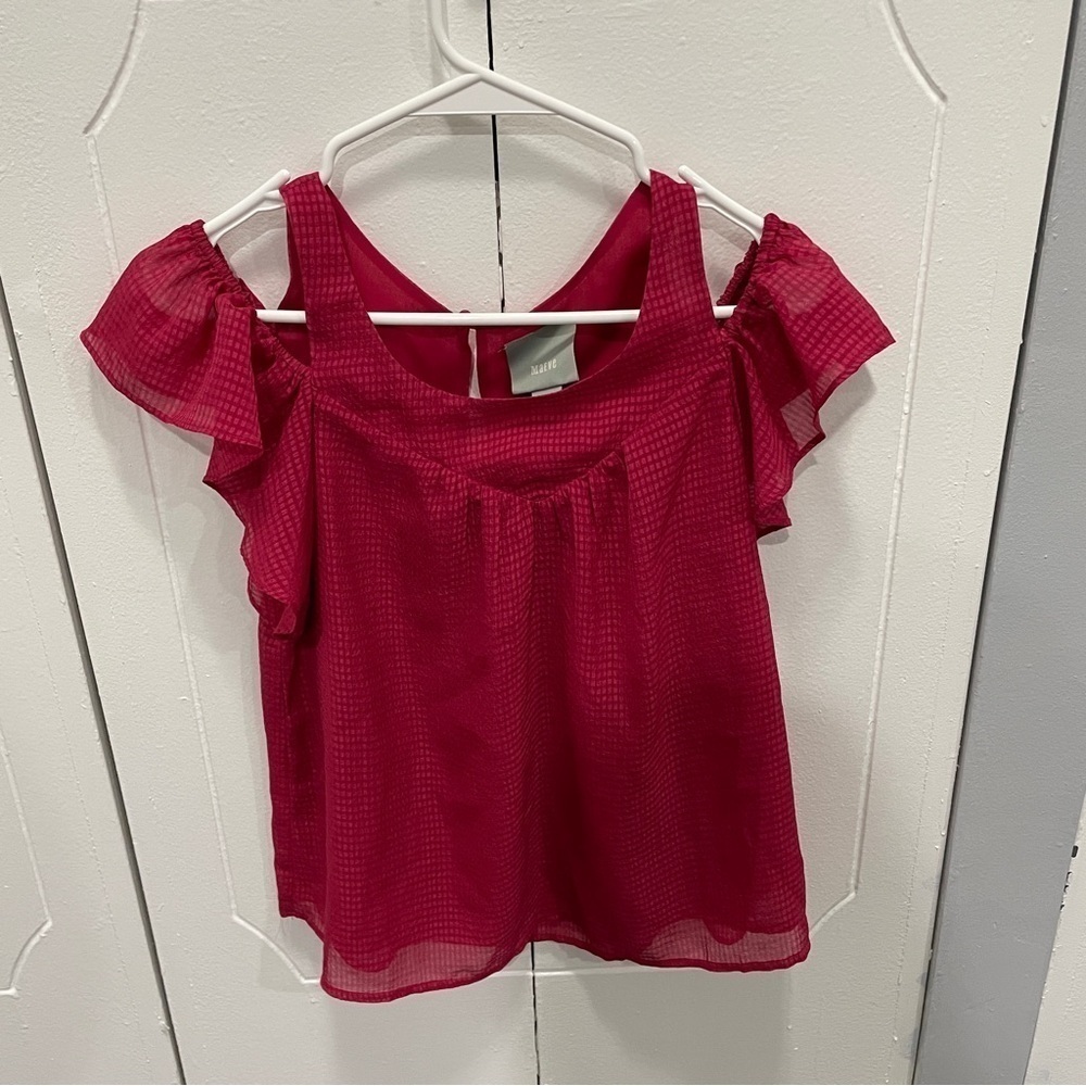 Maeve by Anthropologie Pink Cold Shoulder Textured Blouse